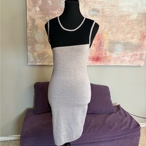 Bedo Black and Brown Knit Sleeveless‎ Sheath Bodycon Midi Dress Size M